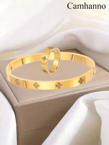 Camhanno 两款经典时尚的不锈钢手链套装（手链+戒指），适合女性日常佩戴、商务活动、工作场合，也是送给女友、家人、母亲、朋友和美丽女性的节日礼物。 - 彩色 - 查看 4