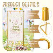 Wedding Welcome Sign Stand,31"X 20"X 68" Heavy Duty Easel Stand For Sign, Welcome To Our Wedding Sign Display Holder, Metal Floor Standing Easels For Signs, Poster, Gold - 金色 - 查看 7