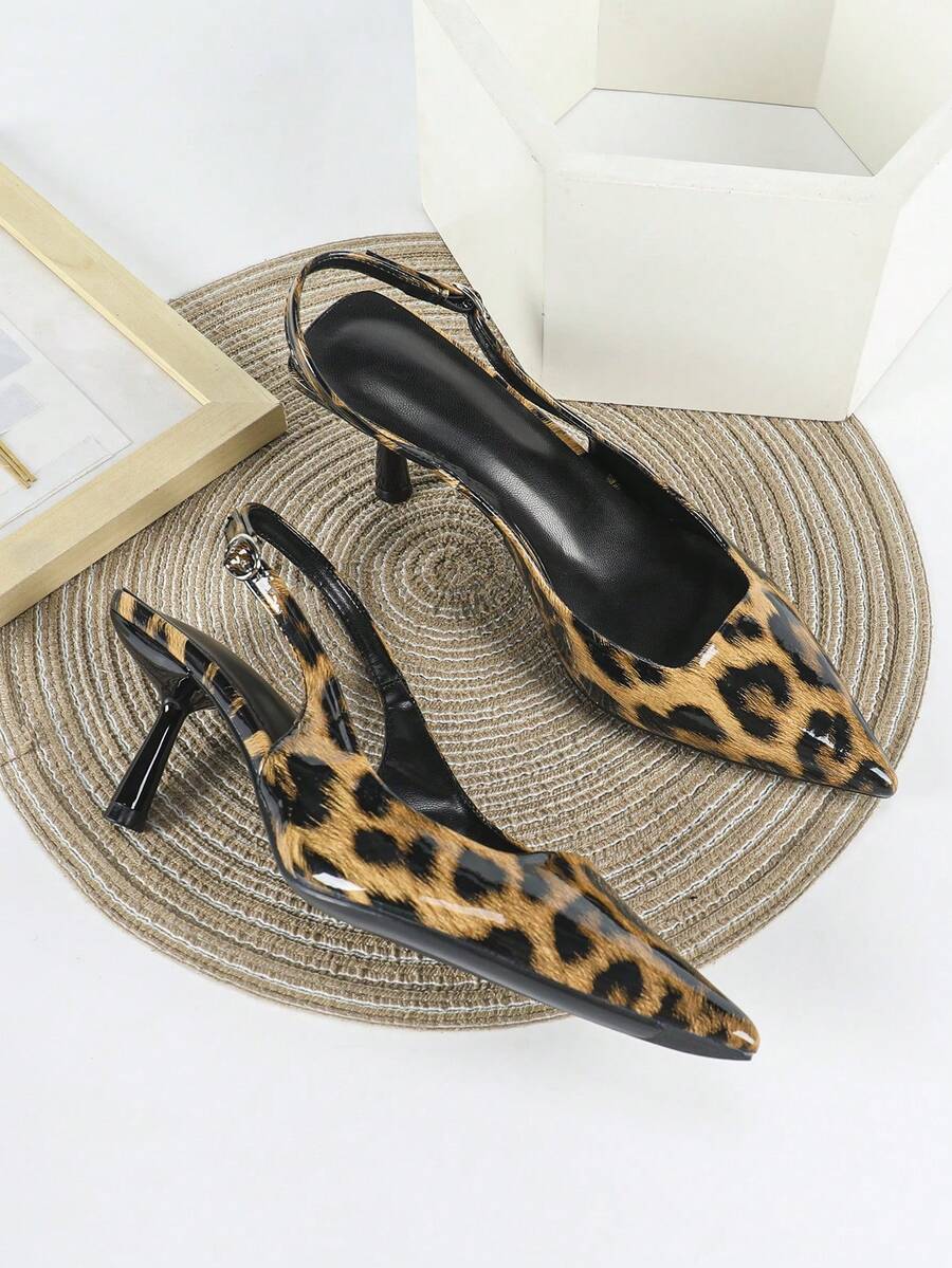 Women's Sexy Leopard Print High Heel Pumps, Pointed Toe Slip-On Party Wedding Dress Shoes, 7cm Stiletto Heels,Kitten Heels - Leopard - View 1