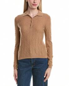 Bruno Magli Modern Cable Wool & Cashmere-Blend Polo Sweater - màu nâu - Xem 2