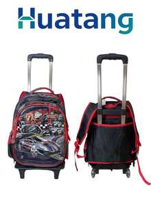 HuaTang Carrito para Mochila Escolar con 2 Llantitas Y 3 Posiciones Ajustable Plegable - Negro - Ver 3