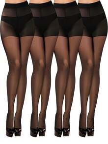 Women's Sexy 20D Sheer Black Pantyhose, Fashionable Minimalist Tights, Comfortable - Black - View 18