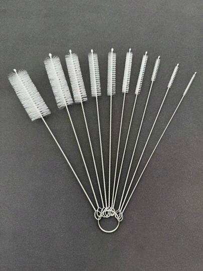 10pcs Multi-Functional Cleaning Brush Set, Includes Various Size Brushes (10 Sizes), Kitchen Bottle Brush, Long Straw Brush, Small Bottle Brush, Straw Brush, Pipe Cleaning Brush, Suitable For Kettle Cleaning And Other Hard-To-Clean Items