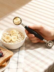 2 piezas, 17,6 cm * 3 cm, acero inoxidable, cuchara doble para helado y frutas, apta para sandía, helado, paletas de fruta, albóndigas, accesorios de cocina