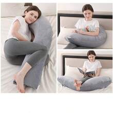 1pc J-Shaped Single Leg Pregnancy Pillow, Soft Lumbar Support Side Sleeper Cushion, Essential For Daily Rest - Super Soft Gray - View 4