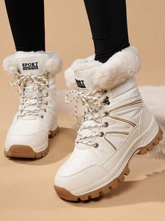 Fall/Winter Women's Versatile Casual Fashion Thick-Sole Shock-Absorbing Thick-Sole Warm Fleece Snow Boots,Fur Boots