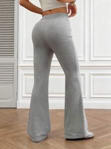 Women's Embroidery Flare Pants, Fashionable Design Suitable - Grey - View 4