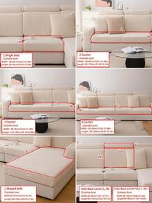 1 件弹力沙发套,防滑全覆盖沙发座套,适合所有季节,布艺加厚沙发套,可机洗,防尘,宠物友好,家居装饰,可调节,适用于转角沙发、卧室、办公室、客厅 1/2/3/4 座 - 米色 - 查看 5