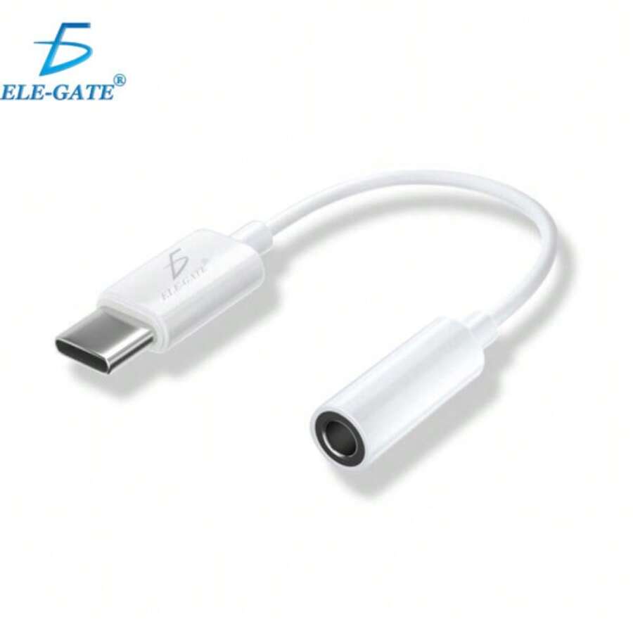 ELE-GATE Type-C To 3.5mm Headphone Adapter - White - View 1