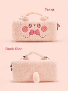 GeekShare 1pc Pink Rabbit Plush Carrying Case Compatible With Nintendo Switch/Switch OLED - Pink - View 4