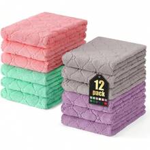 12 Pack Kitchen Dish Cloths (10 X 10 Inches, Cream Yellow), Super Soft And Absorbent Coral Velvet Dish Towels, Nonstick Oil Fast Drying Microfiber Cleaning Cloth, No Lint Household Dishcloths, 2025 - 多色的 - 查看 7