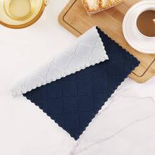 12 Pack Kitchen Dish Cloths (10 X 10 Inches, Cream Yellow), Super Soft And Absorbent Coral Velvet Dish Towels, Nonstick Oil Fast Drying Microfiber Cleaning Cloth, No Lint Household Dishcloths, 2025 - 海軍藍和白色 - 查看 7