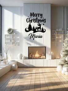 1 buah Stiker Dinding Nama Selamat Natal yang Dapat Disesuaikan, Dengan Stiker Perekat yang Dapat Dilepas dan Bingkai Foto Kosong, Desain Modern, Cocok untuk Dekorasi Ruang Tamu, Kamar Tidur, Ruang Belajar atau Ruang Makan, Hadiah Ulang Tahun yang Sempurna, Tersedia dalam Berbagai Warna: Hitam, Putih, Merah Muda, Merah, Kuning, Emas, Warna-warni, Hijau, dll. - Baris tunggal multiwarna - View 4