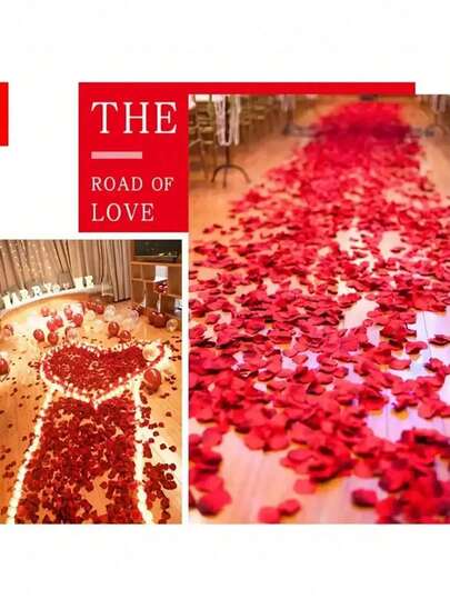 1000pcs Rose Petals Artificial Rose Petals For Valentine's Day Wedding Romantic Night Decoration Perfect For Home And Party Decoration Vivid Petal Design Wedding Bar Celebration Handheld Decorative Props
