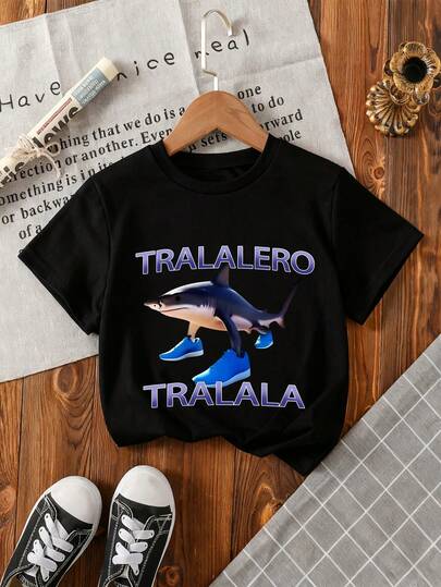 Áo thun ngắn tay in hình hoạt hình phong cách thường ngày cho bé trai, thích hợp mặc mùa hè.