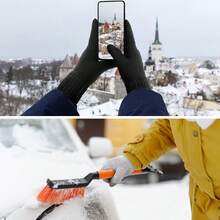 3-Piece Winter Set With Deer Logo - Black Thermal Lined Knit Hat, Scarf & Touchscreen Gloves | Windproof & Thermal Polyester Accessories For Skiing, Cycling & Outdoor Sports | Casual Fall & Winter Essential Bundle Vacation Outfits - Multicolor - View 9