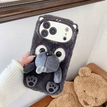 Funda de teléfono de peluche de chihuahua de dibujos animados, nueva temporada de invierno 2025, compatible con Apple 11 12 13 14 15 16 17 Air Pro Max, Galaxy S23 S24 S25 Plus Ultra, A14 A15 A16 A17 A05S A35 A26 A36 A56 A54 A55 A56 4G/5G, cubierta protectora suave de TPU a prueba de golpes - Gris - Ver 6