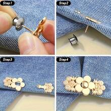 2-Piece Flower Jeans Waist Tightener, Instant Snap Button, Detachable No-Sew Adjustable Belt Flower Buckle - 2 套 金色 - 查看 8