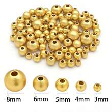10/30颗磨砂哑光金珠黄铜珠持久耐用圆形隔珠无缝散珠，适合夏季夏威夷风格，可用于制作叠戴项链、手链和耳环 - 金色 - 查看 1