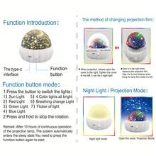 2-In-1 Starry Sky Projection Night Light, 360° Rotating Starry Sky Projection Lamp, Bedroom Light, Moon, Stars And Unicorn Galaxy Projection, Color Changing, Christmas Decor, Halloween Gift (For Best Friend), Children's Room Ceiling Decor