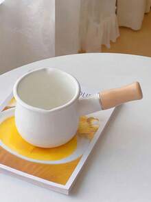 1pc 10cm Mini Butter Pan, Coffee Cup, Suitable For Cooking, Stewing Jam, Enamel Mini Double-Spout Single-Handle Milk Pot, Enamel Butter Pan, Single-Handle Pot, Japanese Style Herb Mask Pot, Thickened Small Milk Pot, Mini Enamel Baking, Heating Butter, Splatter Oil Pot, Stewing Jam, Coffee Brewing - Multicolor - View 3