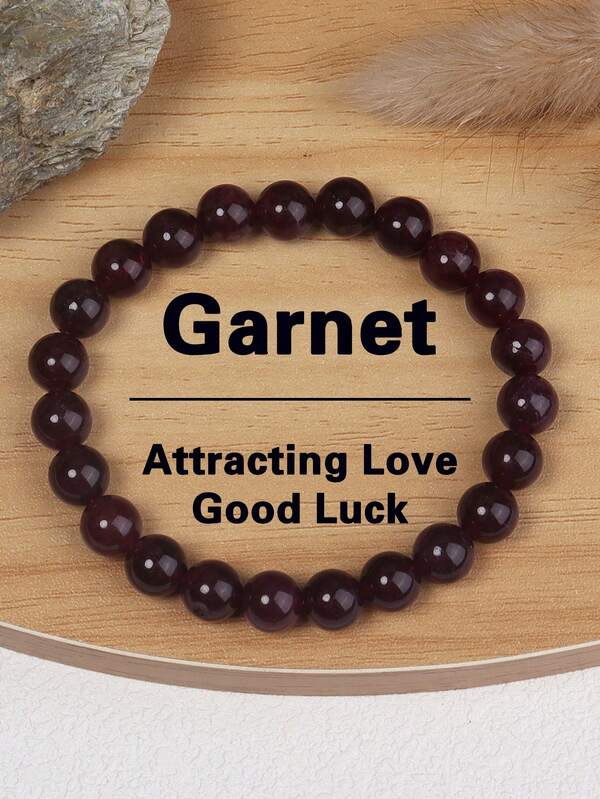 Pulseira de granada natural, símbolo de amor próprio, riqueza e prosperidade. Joia unissex elegante, perfeita para o dia a dia e ocasiões especiais. Ideal para férias e uso diário.