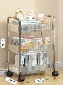 A Transparent 2/3/4/5-Layer Wheeled And Armrest-Equipped Small Trolley, Capable Of Multi-Level Storage And Organization Of Household Items And Miscellaneous Items Such As Snacks And Small Notebooks - Multicolor - View 16