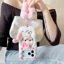 Funda de teléfono de peluche linda y con campana de dibujos animados compatible con iPhone 11 12 13 14 15 16 17 Air Pro Max, Galaxy S23 S24 S25 Plus Ultra, A14 A15 A16 A17 A05S A35 A26 A36 A56 A54 A55 A56 4G/5G, cubierta protectora suave de TPU a prueba de golpes con cordón, nueva versión 2025 - Blanco - Ver 6