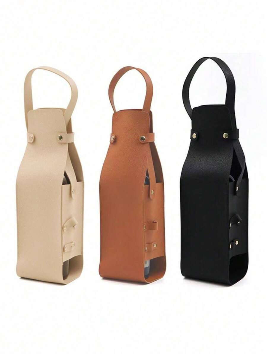 葡萄酒礼品袋，双层耐用葡萄酒手提袋，可重复使用的PU皮革香槟礼品袋 - 彩色 - 查看 1