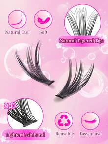 720 piezas de pestañas postizas D-Curl esponjosas, alta capacidad, adecuadas para crear un maquillaje de ojos denso, voluminoso y natural, DIY belleza, tutorial de capacidad individual grande para el hogar, adecuado para principiantes, principiantes, artistas del maquillaje, suave y de larga duración - Negro - Ver 5