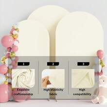1Pc Beige Arch Backdrop Cover - Spandex Fitted Wedding Arch Frame Cover, Dome Arch Backdrop For Party Backdrop, Arch Cover For Wedding Decoration, Reception, Bridal Shower, Gender Reveal, Garden Outdoor Ceremony Banquet Decoration, Holiday Gift Back To School Supplies (Arch Frame Not Included) - Màu be - Xem 3