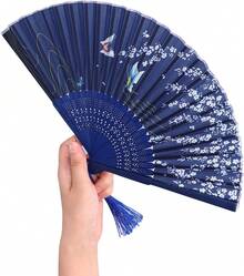 Pedazos Abanicos de Mano Plegables,  Abanicos Plegables de Mano Baile con Flores de Cerezo para Baile, Actuación, Cosplay, Fiesta de Boda, Accesorios de Decoración - 1 - Ver 5