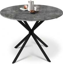 Dining Table And Chairs Set Of 2/4, Folding Round Dining Table With 2 PU Leather Chairs For Dining Room,Kitchen,Living Room - 灰色圓桌+2黑色橫線椅 - 查看 6