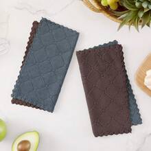 12 Pack Kitchen Dish Cloths (10 X 10 Inches, Cream Yellow), Super Soft And Absorbent Coral Velvet Dish Towels, Nonstick Oil Fast Drying Microfiber Cleaning Cloth, No Lint Household Dishcloths, 2025 - 深灰色和棕色 - 查看 6