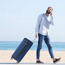 Todeco Travel Suitcases, Large 78cm Suitcase, Travel Trolley, Rigid And Lightweight ABS Travel Suitcase With Telescopic Handle, 4 Double Wheels, 78 X 51 X 28 Cm, Durable, Travel Luggage - Dark Blue - View 5