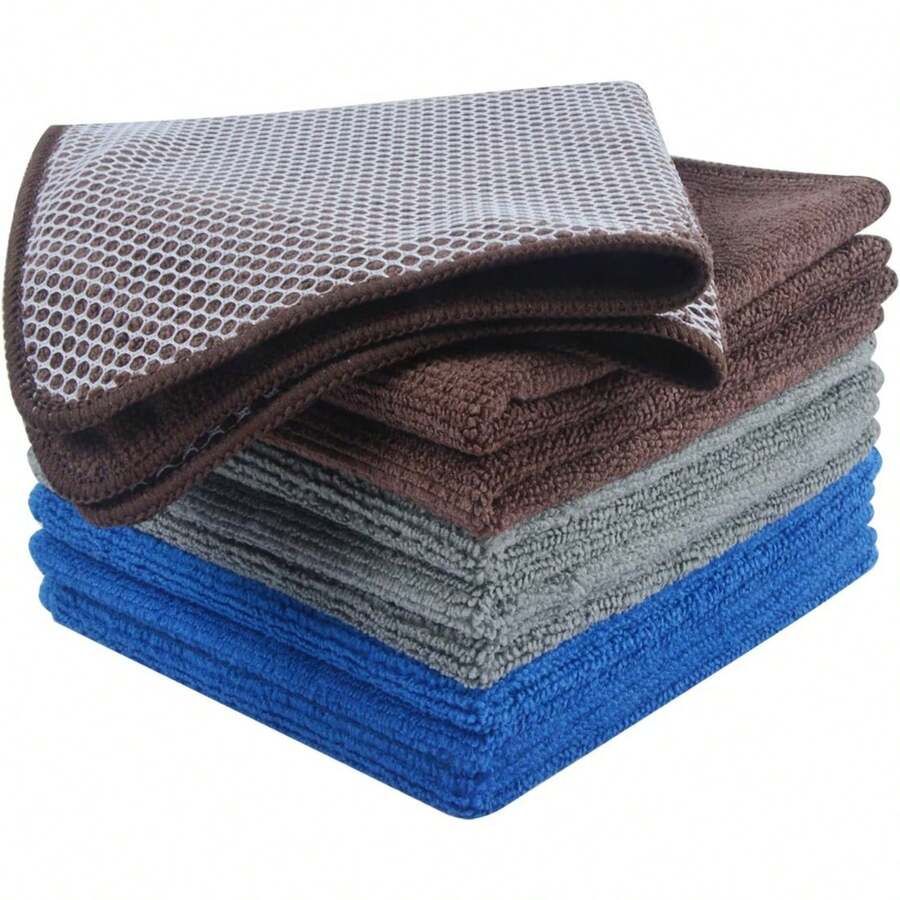 Kitchen Washcloths For Dishes Absorbent Microfiber Dish Cloths Quick Dry Dish Rags With Poly Scour Scrub Side Ideal For Kitchen Cleaning And Housekeeping 2025  (Gray, 12inchx12inch 9 Pack) - 彩色 - 查看 1