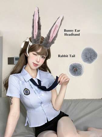 1pc Women's Sexy Plush Rabbit Ear Headband For Couples - Soft Fuzzy Earmuff To Spice Up Your Night, Playful Role Play Costume Accessory For Valentine's, Anniversary & Christmas