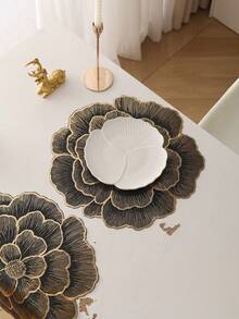 1-8pcs Creative Floral PVC Placemats, Washable, Easy To Clean, Wipe-Clean, Non-Slip, Heat-Resistant, Holiday Wedding Party Dining Table Decor - Multicolor - View 2