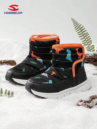 HOBIBEAR 1 par snöstövlar för barn, varma, vattentäta och halkfria vinterskor för pojkar och flickor, fodrade utomhussportskor för promenader, lämpliga för vintern