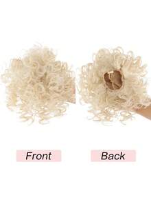 1 pieza Extensión de cabello sintético con moño rizado y ondulado desordenado con cordón elástico para uso diario, cosplay, festivales de música, fiestas y vacaciones de mujeres - Multicolor - Ver 3