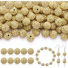 200pcs 10 Rhinestone Beads For Jewelry Making,  Yellow Shiny Round Disco Beads Bulk, Sparkle Crystal Clay Christmas For Bracelet Baseball Necklace Earring Crafting And DIY,26388567 - 黃色 - 查看 1