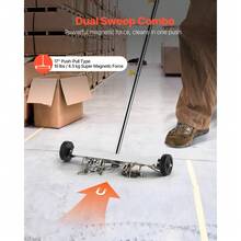 Magnetic Sweeper With Wheels, 17 Inch, 10 Lbs Load Capacity, Lightweight Magnetic Pickup Sweeper With Adjustable Handle, Pick Up Nails And Screws, Easy Cleanup For Garages, Roofing Projects - 17 Inch - View 2