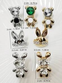 2件装奢华金色银色树脂眼镜兔鞋带挂饰装饰闪亮水钻小熊鞋带扣配件DIY可拆卸鞋夹饰品,适用于女士系带运动鞋靴子,圣诞节万圣节情人节生日节日派对礼物(不含鞋子) - 彩色 - 查看 11