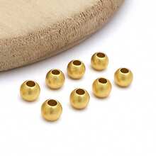10/30颗磨砂哑光金珠黄铜珠持久耐用圆形隔珠无缝散珠，适合夏季夏威夷风格，可用于制作叠戴项链、手链和耳环 - 金色 - 查看 8