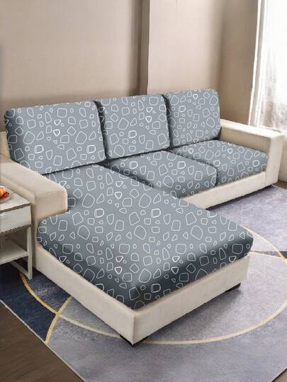 1pc Decorative Sofa Seat Cushion Cover, Anti-Slip Elastic Cushion Slipcover, Digital Printed Backrest Cover, Suitable For 1-Seater, 2-Seater, 3-Seater, 4-Seater Sofa, Milk Silk Fabric, Digital Printed Stone Shadow, Suitable For Spring, Summer, Autumn, Winter