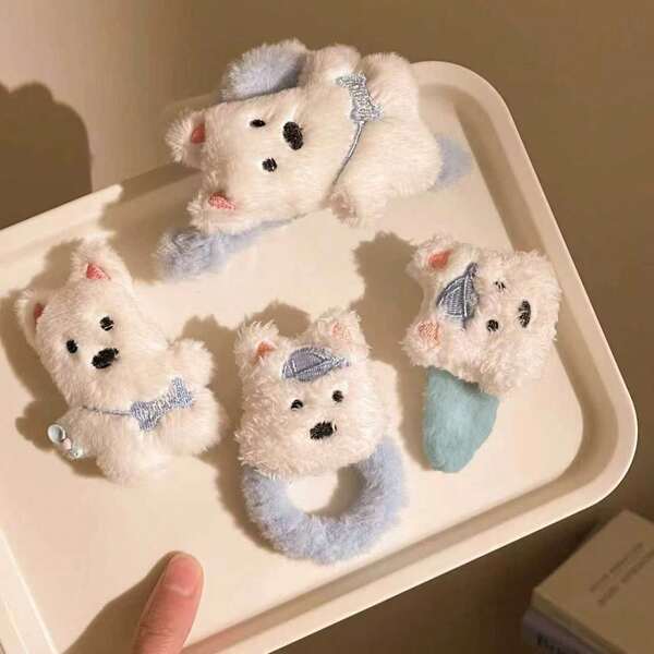 3pcs Cute Cartoon Bear Plush Hair Accessories Set - Hair Scrunchie/Hair Clip/Hair Claw, Suitable For Daily Makeup And Matching, A Fashionable Item, Gifts For Women, Clips For Hair, Ponytail Holders