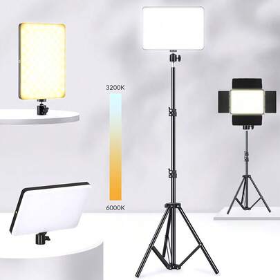 43-Inch Adjustable Tripod, LED Makeup Light With Square Softbox, USB Powered For Smartphone, Camera, Beauty & Photography Equipment | Modern Aesthetic | USB Powered Light Suitable For Photography, Video Recording, Live Streaming, Zoom Meeting, Vlogging, With Stand Photography Video Recording Live Streaming Room Meeting Vlogging Selfie Light Phone Light
