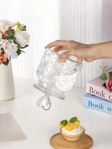 1 lọ thủy tinh hình trái tim có nắp đậy kín, hộp đựng kẹo/thực phẩm/gia vị/muối/đường/cà phê/trà trong suốt, dung tích 500ml/800ml/1200ml - Họa tiết kẻ caro trong suốt - Xem 5