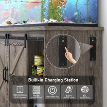 Farmhouse 75-120 Gallon Fish Tank Stand With Power Outlet, Aquarium Stand W/Cabinet&Sliding Barn Door, Heavy Duty Reptile Tank Stand For Fish/Turtle/Reptile Terrarium, 1000LB Capacity - 查看 4