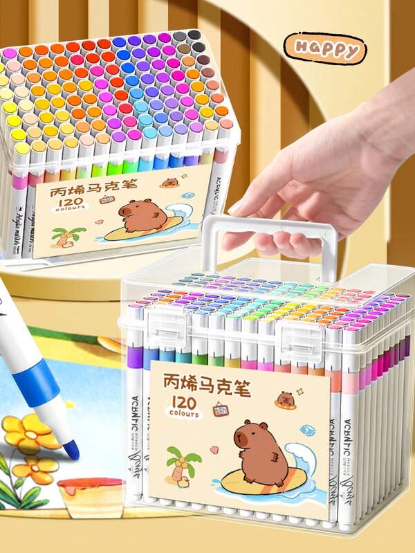 1 caja de rotuladores acrílicos, bolígrafos de arte DIY graffiti, set de rotuladores de acuarela para pintura de color, rotuladores acrílicos para pintura artística, a prueba de agua y de secado rápido, muy adecuados para graffiti y pintura escolar (se envían al azar tres estilos de bolígrafos)